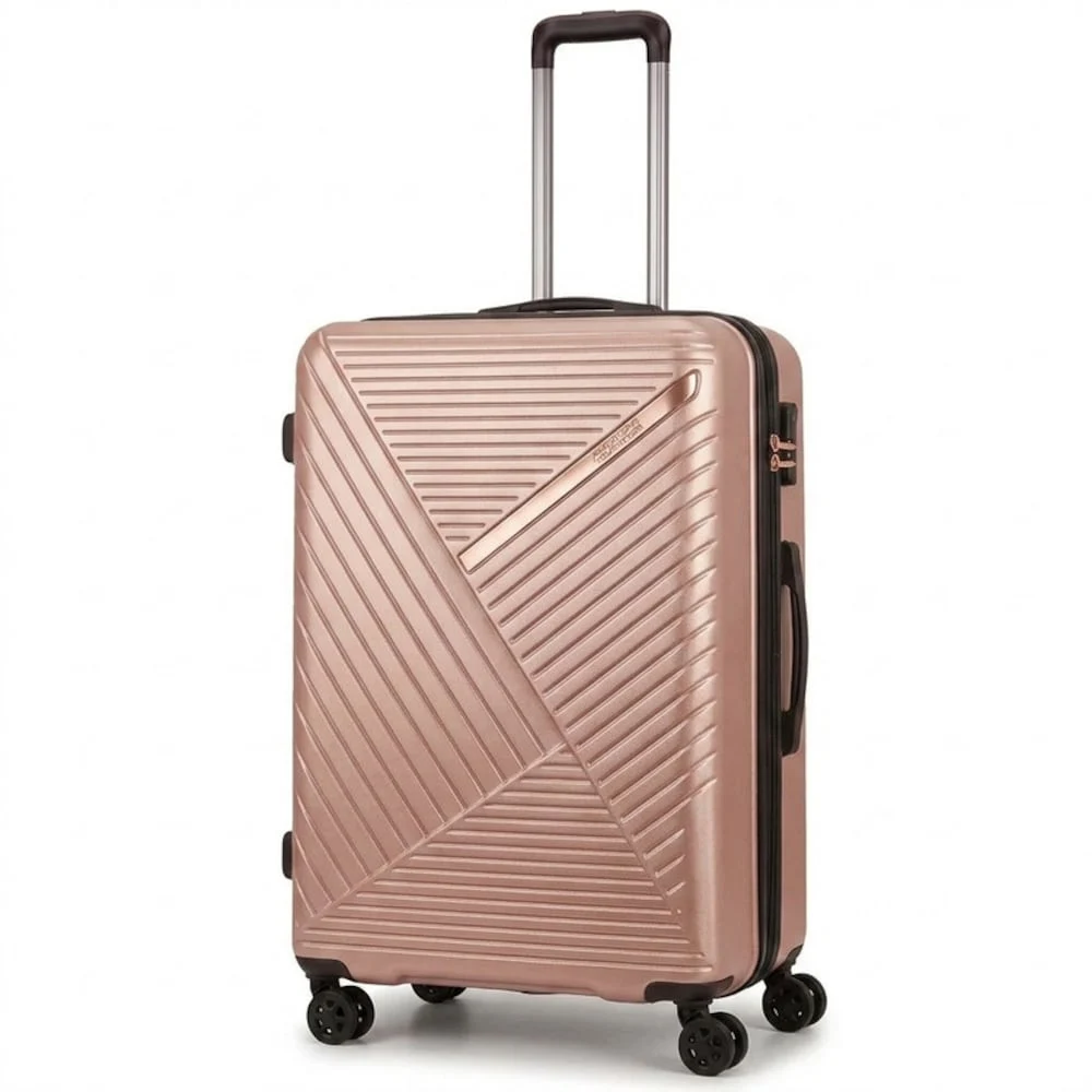 TrekKit 28 Inch Large Hard Shell Suitcase, 30kg Capacity, Lightweight ABS Material, 360 Spinner Wheels, Combination Lock, Adjustable Telescopic Handle, Rose Gold - BRS-28-RoseGold