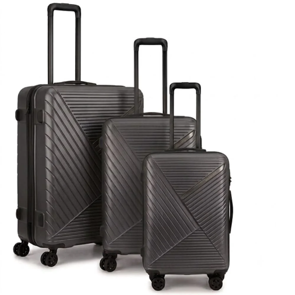 TrekKit 3-Piece Suitcase Luggage Set, 20, 24 and 28 Inch Hard Shell Travel Suitcases, ABS Material, 360 Spinner Wheels, Black - BRS-3-Black