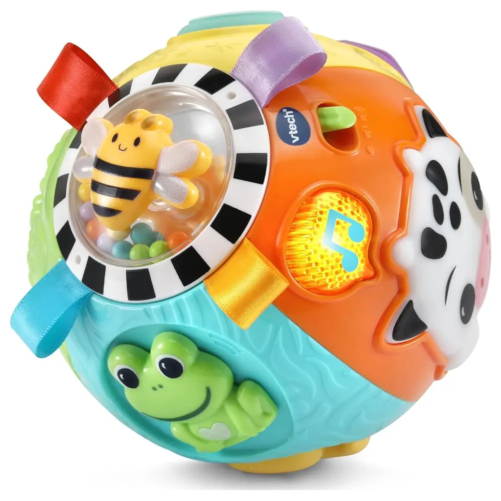 VTech Baby Animal Discoveries Ball Interactive Sensory Activity Ball with Lights, Motion-Activated Sounds, Shapes, Colours, Textures and 15 Melodies, 3-24 Months - VT80-577603 - Image 4