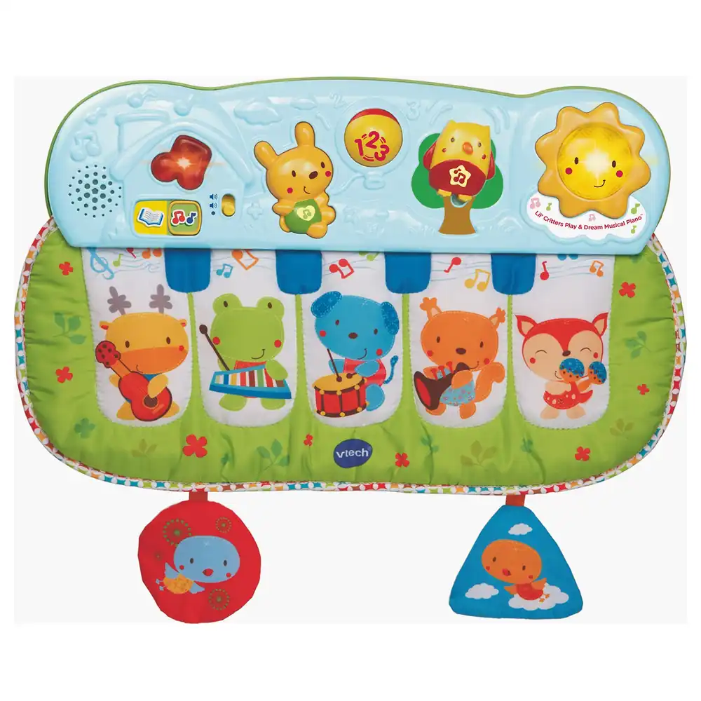 VTech Play & Dream Musical Piano Soft Crib and Floor Baby Toy with 5 Animal Keys, Light-Up Sun and 15-Minute Music Timers, Birth+ - VT80-158100