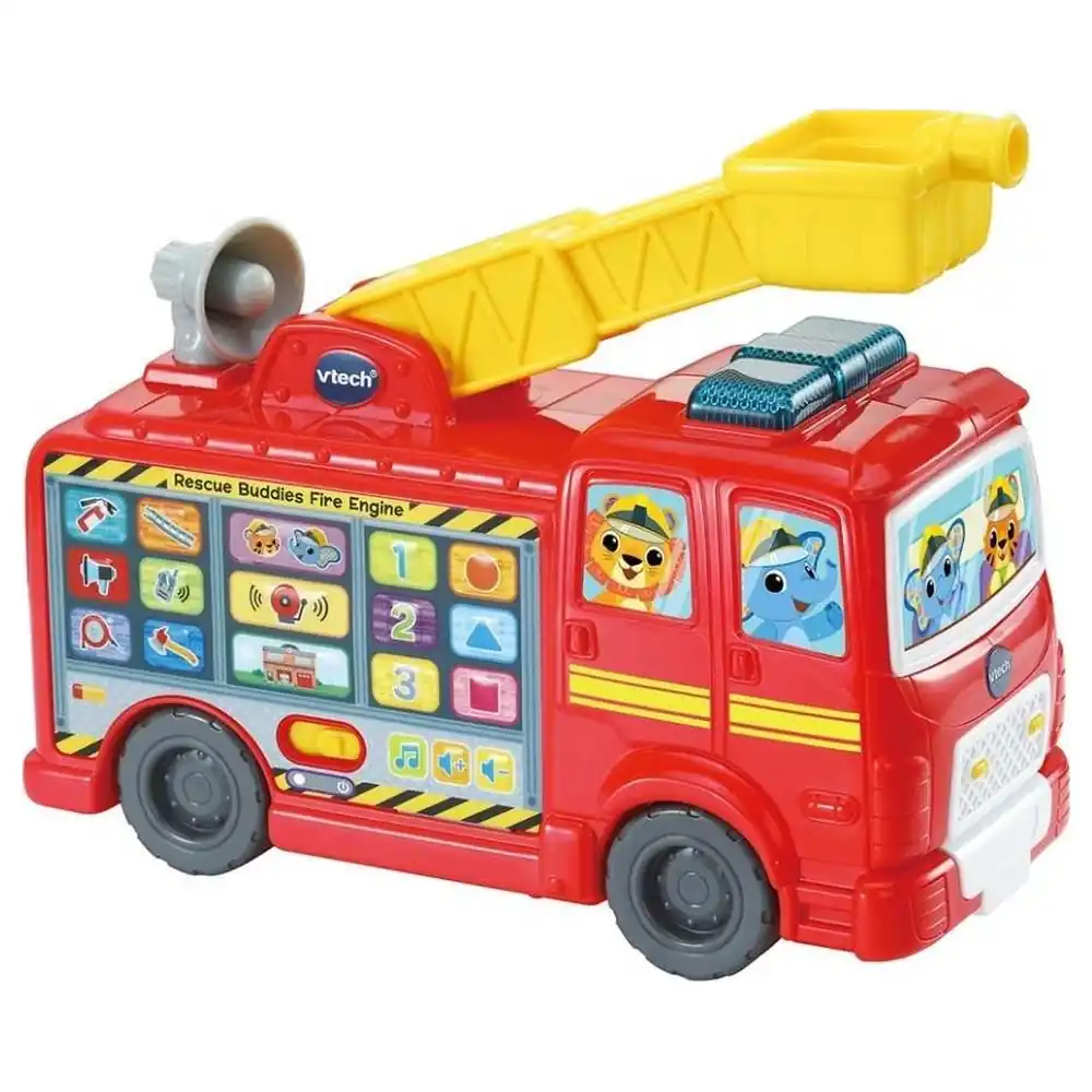 VTech Rescue Buddies Fire Engine Interactive Toddler Fire Truck with Easy-Touch Buttons, Moveable Ladder, Siren Sounds, 3 Songs and 15 Melodies - VT80-578903