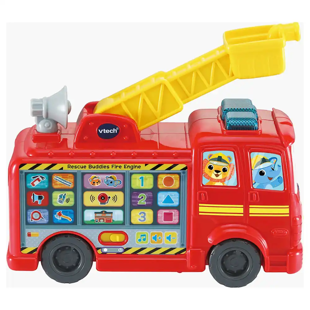 VTech Rescue Buddies Fire Engine Interactive Toddler Fire Truck with Easy-Touch Buttons, Moveable Ladder, Siren Sounds, 3 Songs and 15 Melodies - VT80-578903 - Image 5