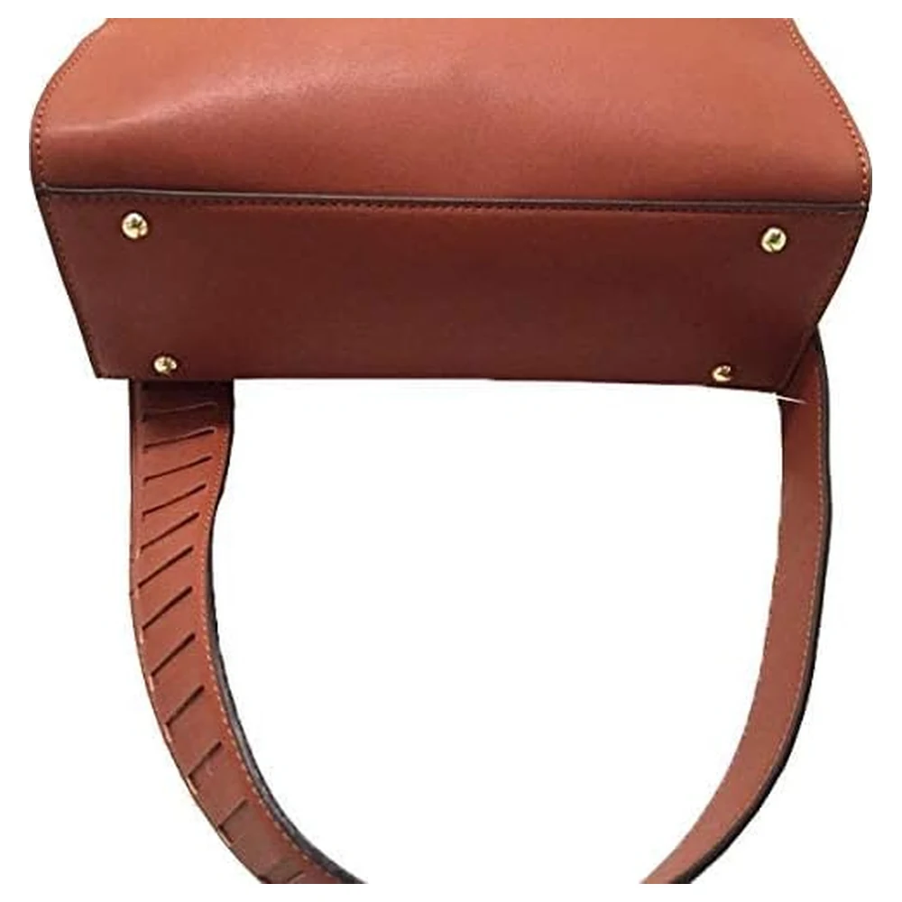 Anne Klein Women Satchel Handbag with All-Round Top Zip, Removable Crossbody Strap and Lion Head Medallion, Faux Leather, Cinnamon Brown - Image 7