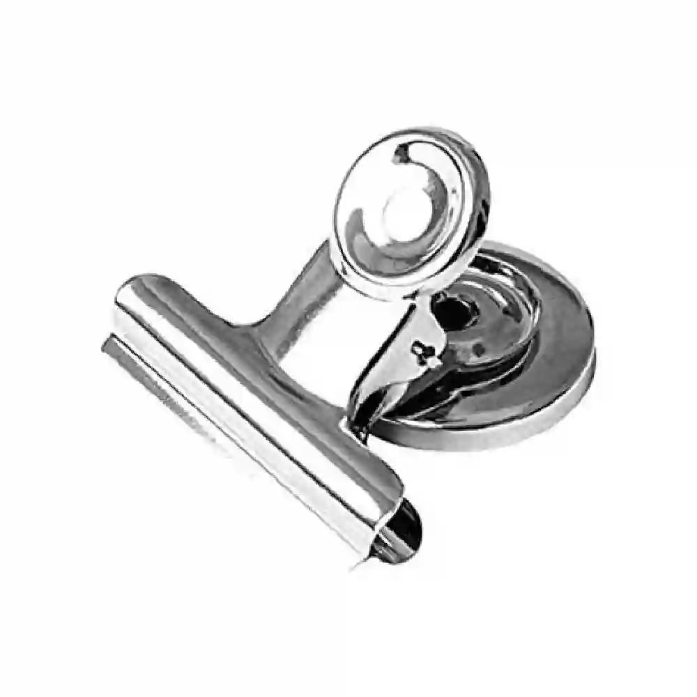 Bull Clips 1.2 Inch, 4 Count, Stainless Steel Magnetic Bull Clips with Spring Hinge, Holds 40 Sheets, Silver for Fridge and Office