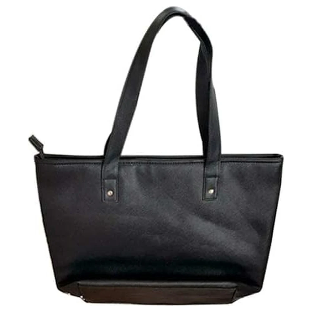 Corinne Floral Print Tote Bag for Women, PVC Leather Shoulder Bag with Zip Top and Extra-Wide Opening, Black Multicolour - Image 2