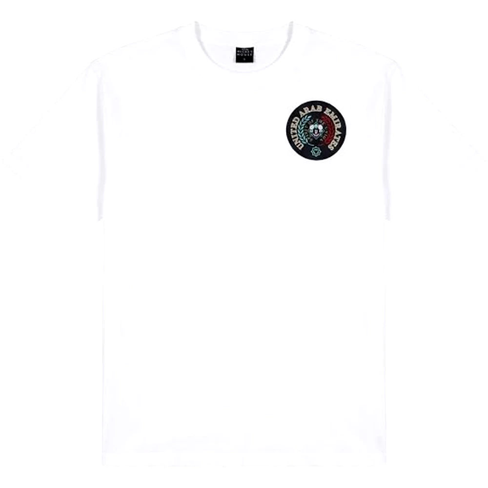 Disney Mickey Mouse UAE National Day Back Print Men Drop Shoulder T-Shirt, 100 Percent Cotton, Crew Neck Short Sleeve, Relaxed Fit, Casual Wear, Size XL, White - TU25230 - XL
