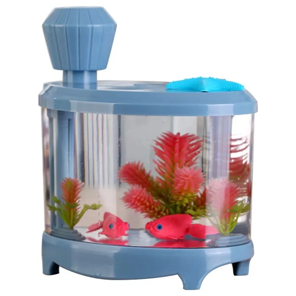 Fish Tank Ultrasonic Humidifier and Essential Oil Aroma Diffuser with LED Night Light, 460ml USB Powered Mist Maker Atomizer