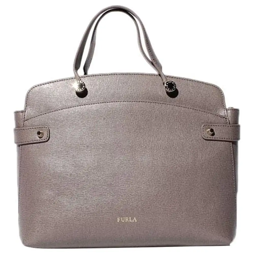 Furla Agata Tote Bag for Women in Daino Saffiano Printed Leather, Structured Top Handle Bag with Zip Closure and Logo Lining