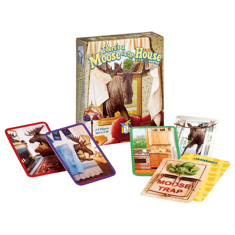 Gamewright There's a Moose in the House Silly Matching Card Game with 58 Cards, Doors and Moose Traps, Ages 8 and Up - 227