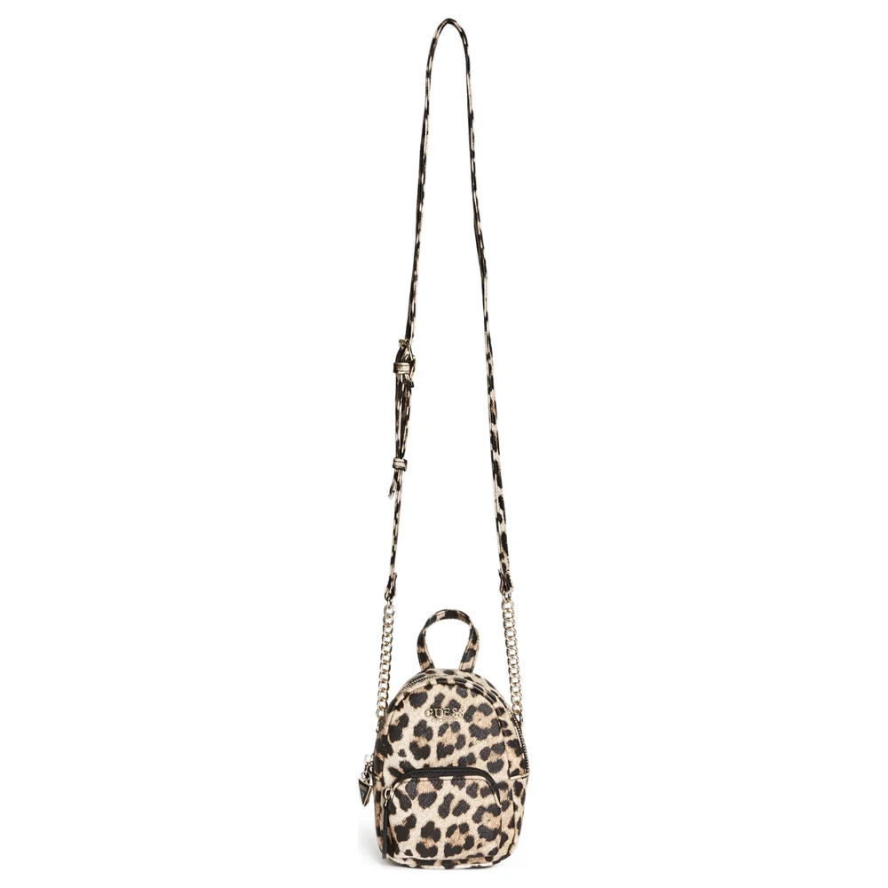 GUESS Factory Evan Women's Mini Crossbody Backpack in Leopard Print with Gold-Tone Logo, Chain Crossbody Strap and Top Handle - 18GF147 - Image 3