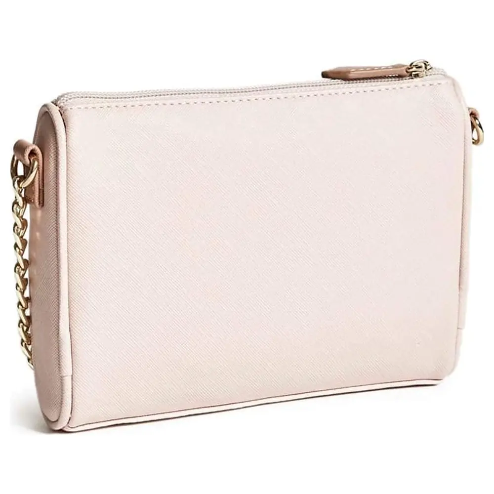 GUESS Valora Women's Crossbody Bag in Blush with Gold-Tone GUESS Logo, Chevron Trim and Chain Shoulder Strap, Top Zip Mini Bag - Image 3