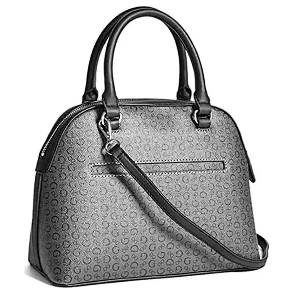 GUESS Women's Logo Dome Satchel Crossbody Handbag in Coal, G Logo Print Canvas with Dual Top Handles and Removable Adjustable Strap - Image 2