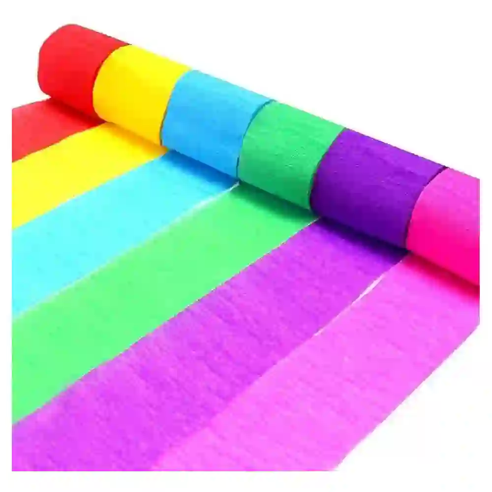 GulfDealz Crepe Paper Streamers, 6 Rolls in Blue, Green, Red, Yellow, Pink and Purple for Birthday, Wedding and Graduation Decorations