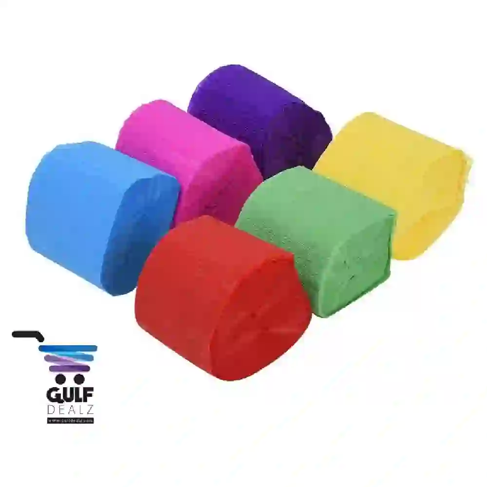 GulfDealz Crepe Paper Streamers, 6 Rolls in Blue, Green, Red, Yellow, Pink and Purple for Birthday, Wedding and Graduation Decorations - Image 2