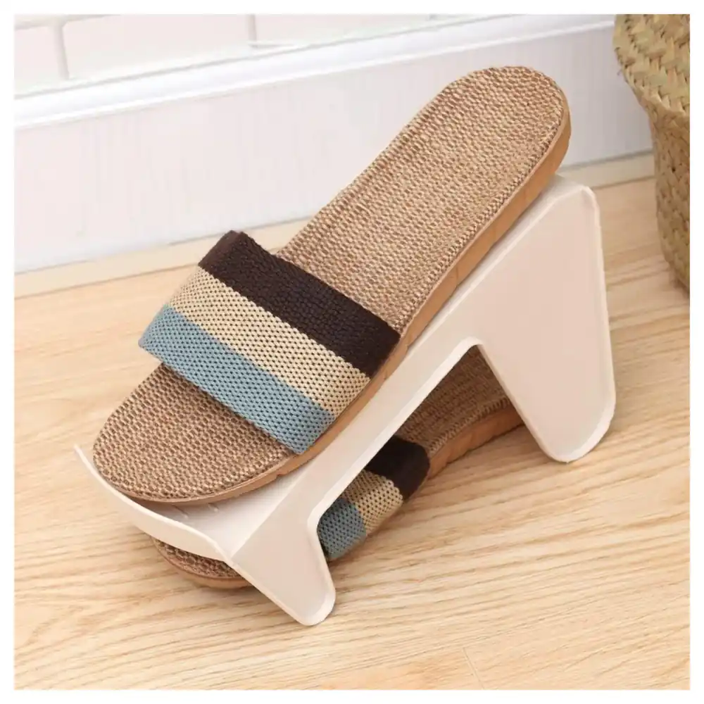 GulfDealz Double Layer Adjustable Shoe Slot Organizer, 3-Level Height Space Saving Shoe Stacker Rack with Anti-Slip Surface, Beige PP - Image 5