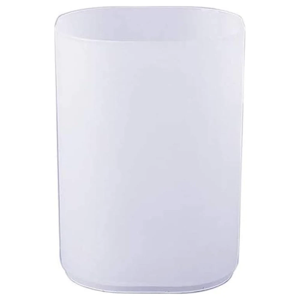 GulfDealz Frosted Translucent Round Pen Holder, Minimalist Japanese Style Desk Organizer Cup for Pens, Pencils, Markers and Makeup Brushes, White
