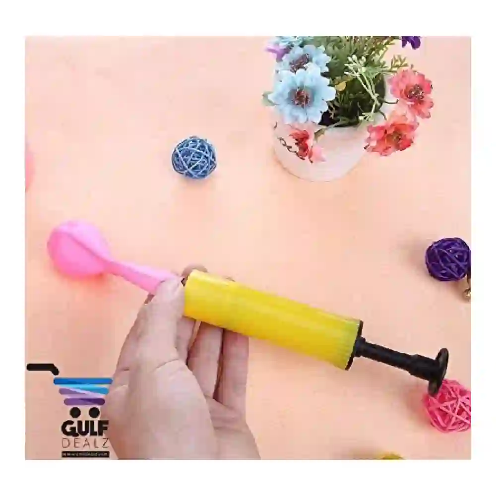 GulfDealz Manual Hand Push Balloon Pump, Mini Portable Plastic Air Inflator for Latex Balloons, Weddings, Parties and Inflatable Toys, 17.5 cm, Yellow - Image 3