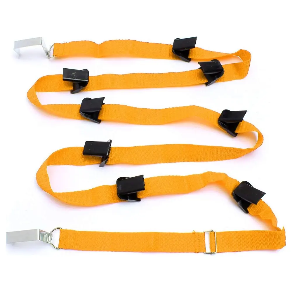 GulfDealz Over the Door Strap Hanger with 8 Up and Down Hooks, Adjustable Nylon Strap and Steel Door Hooks for Bags, Hats, Clothes and Towels, Orange