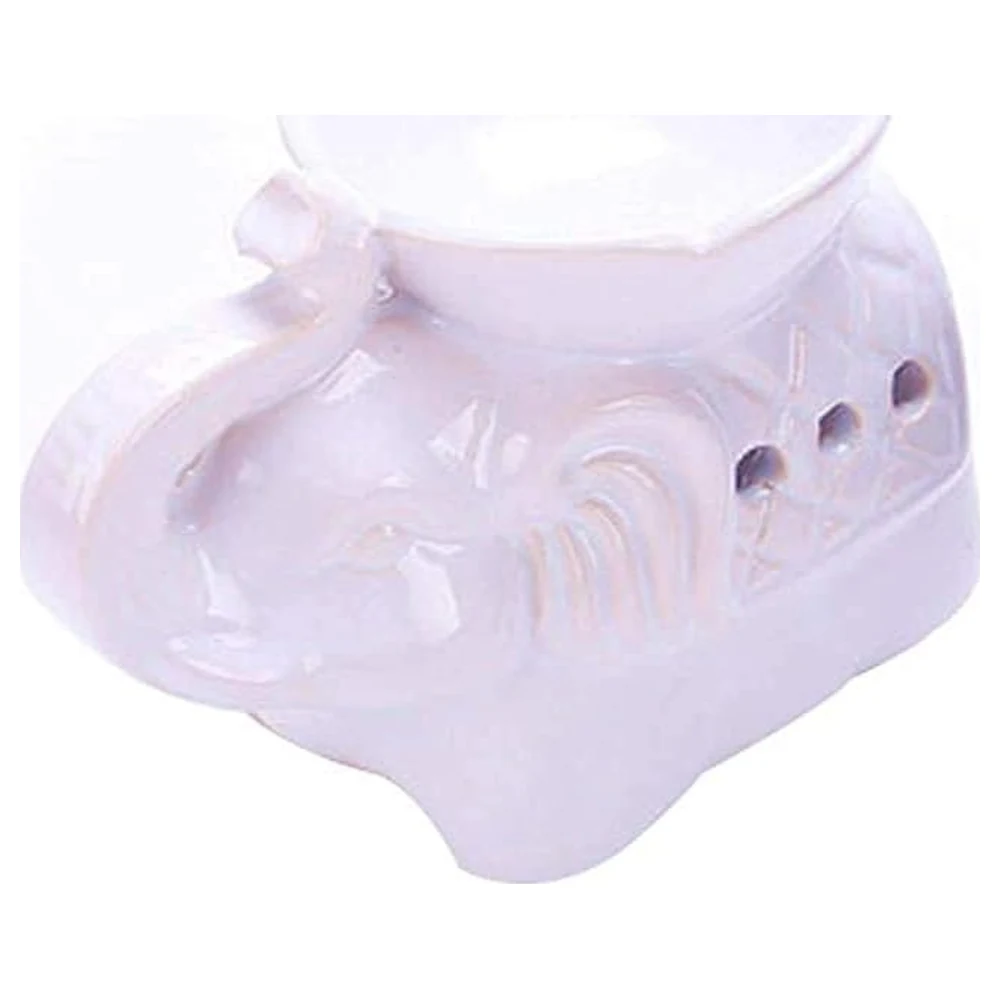 GulfDealz White Ceramic Elephant Aroma Oil Burner with Lotus Bowl, Decorative Tealight Fragrance Diffuser for Living Room, Bedroom and Patio - Image 2