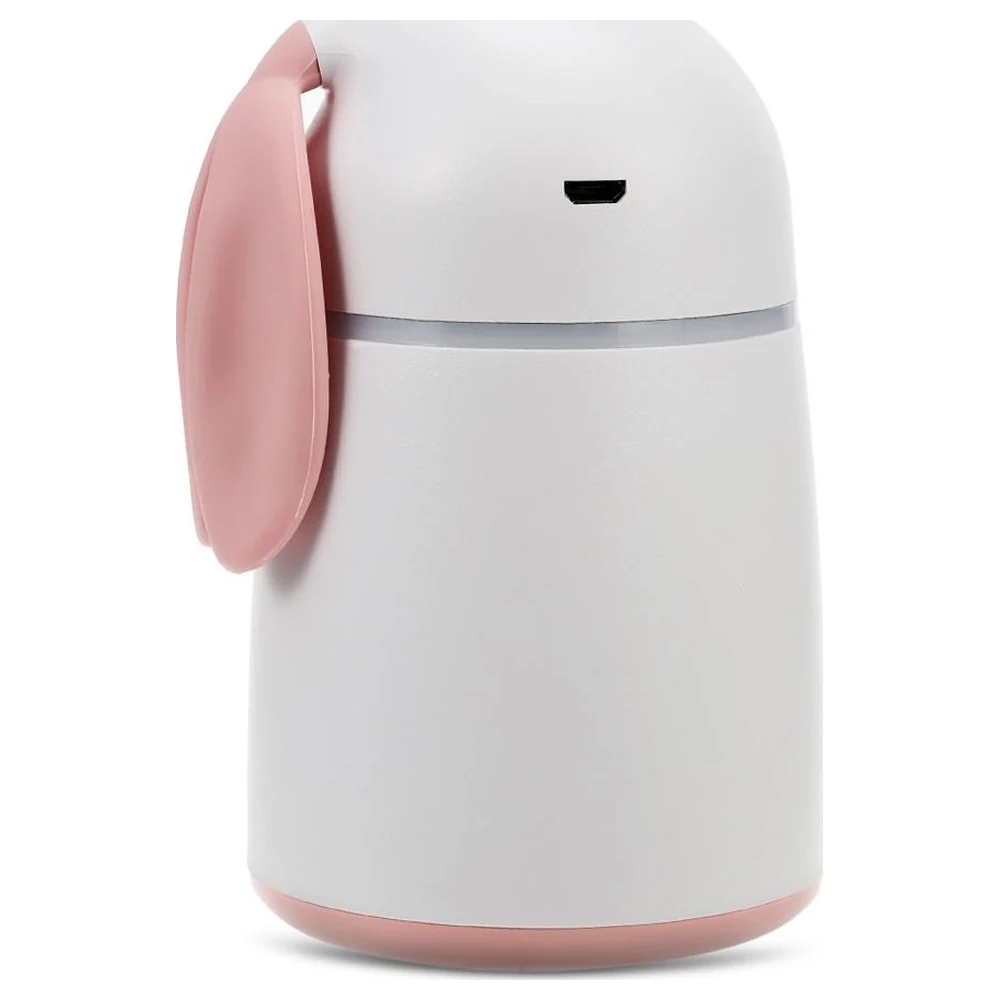 Rabbit Mini Cool Mist Humidifier, USB Powered Desktop Air Humidifier with One-Touch Power Button, White with Pink Ear - Image 3
