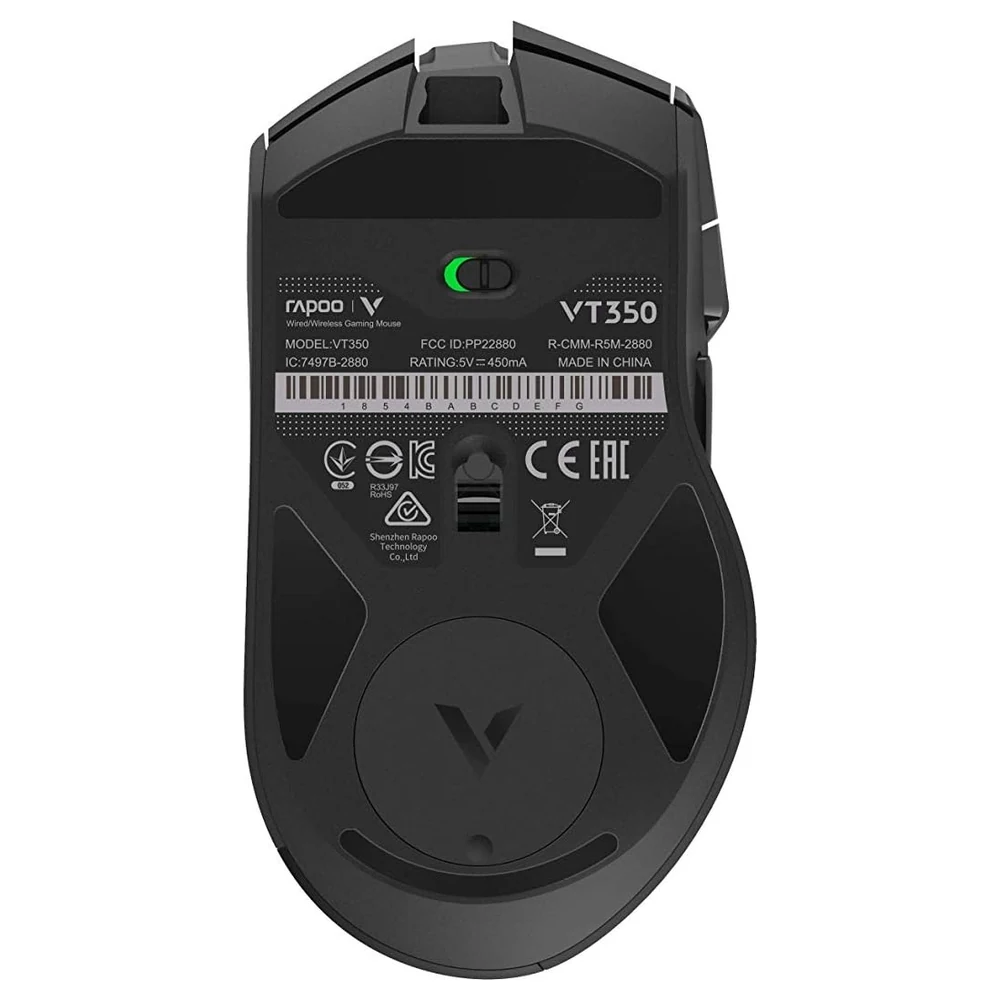 Rapoo VPRO VT350 Dual-Mode Wired and 2.4GHz Wireless Gaming Mouse, 5000 DPI, 11 Programmable Buttons, Onboard Memory, Rechargeable, Black - VT350 - Image 5