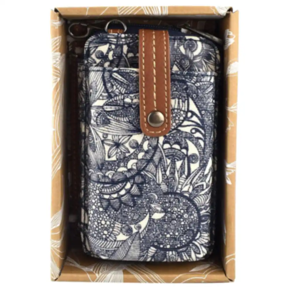 Sakroots Artist Circle Smartphone Wristlet Convertible Crossbody Bag, Canvas with Card Slots, ID Window and Detachable Straps, Blue and White - Image 5