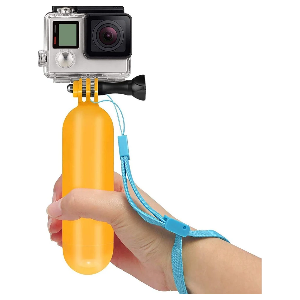 SLFC Floating Hand Grip for GoPro Hero 3, 4 and 5, High-Visibility Yellow Buoyant Handle with Adjustable Wrist Strap and Thumb Screw Mount