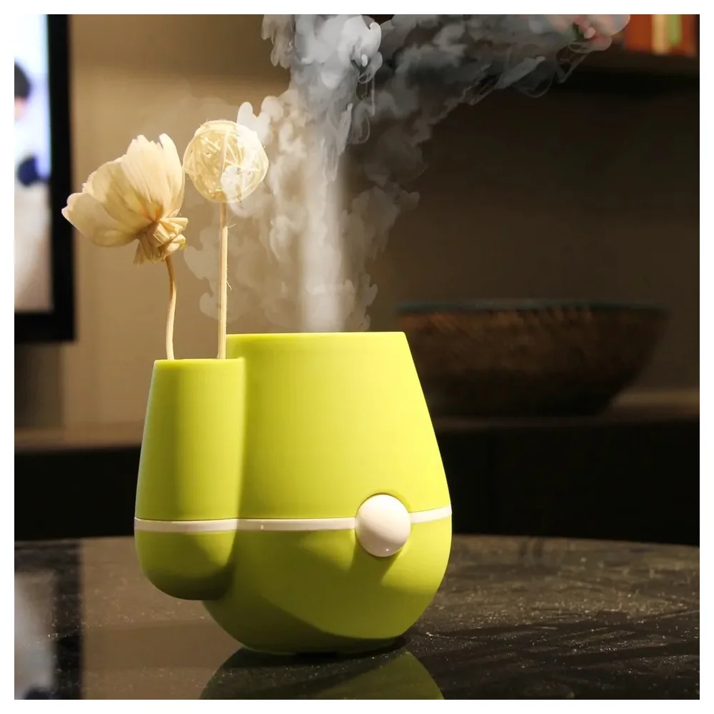 Someg USB Mini Vase Humidifier and Aroma Diffuser with Flower Holder, Touch Control, Green - Image 3