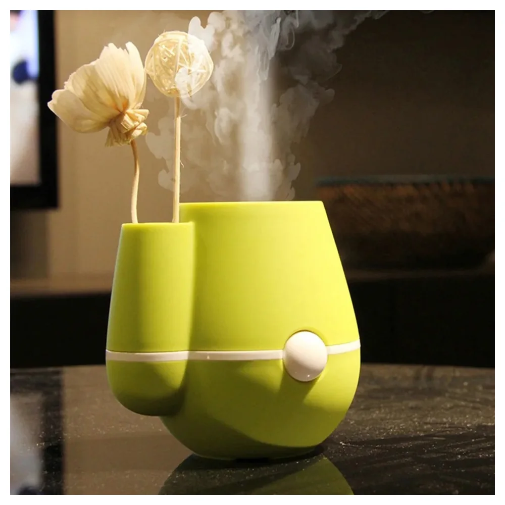 Someg USB Mini Vase Humidifier and Aroma Diffuser with Flower Holder, Touch Control, Green - Image 5