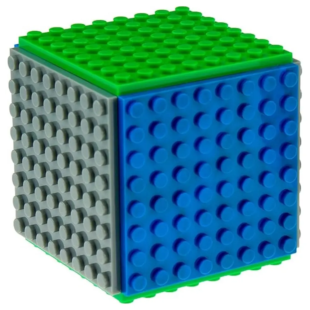 Strictly Briks Classic Mini Cube Building Set, 14 Pieces with 6 Stackable 8x8 Baseplates and 8 3D Briks for 3D Building, Blue, Green and Gray - Image 4