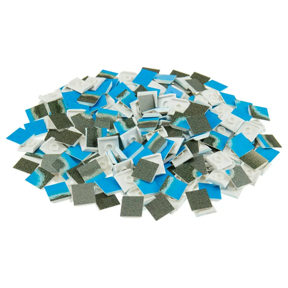 Strictly Briks Cobblestone and Water Textured Building Tile Set, 256 Pieces 2x2 Tiles with Edge and Corner Designs, Fits Major Brick Brands
