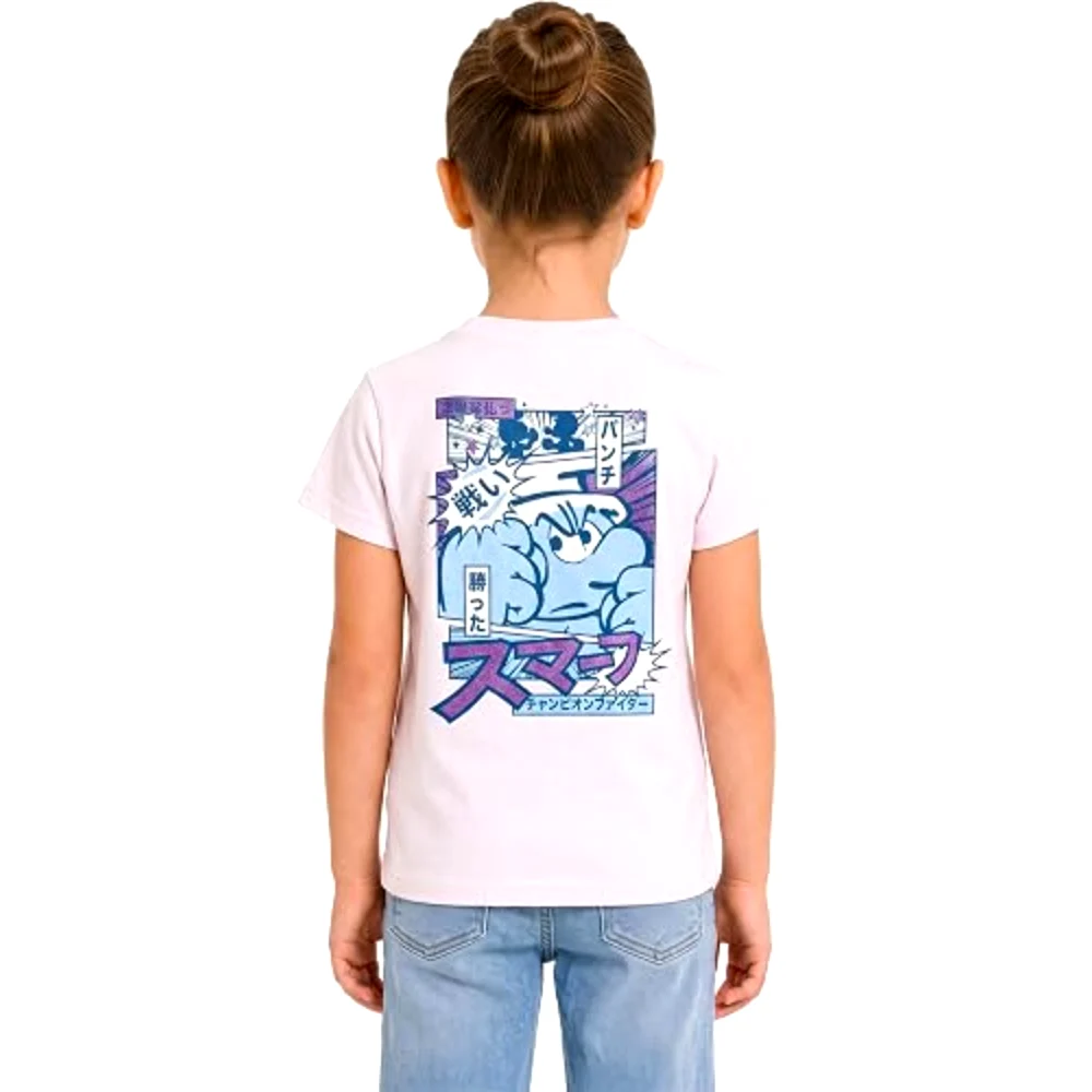 The Smurfs Manga Style Girls T-Shirt, 100 Percent Cotton, Crew Neck, Regular Fit, Casual Wear, 7-8 Years, Lilac - TU25942-7-8 - Image 4