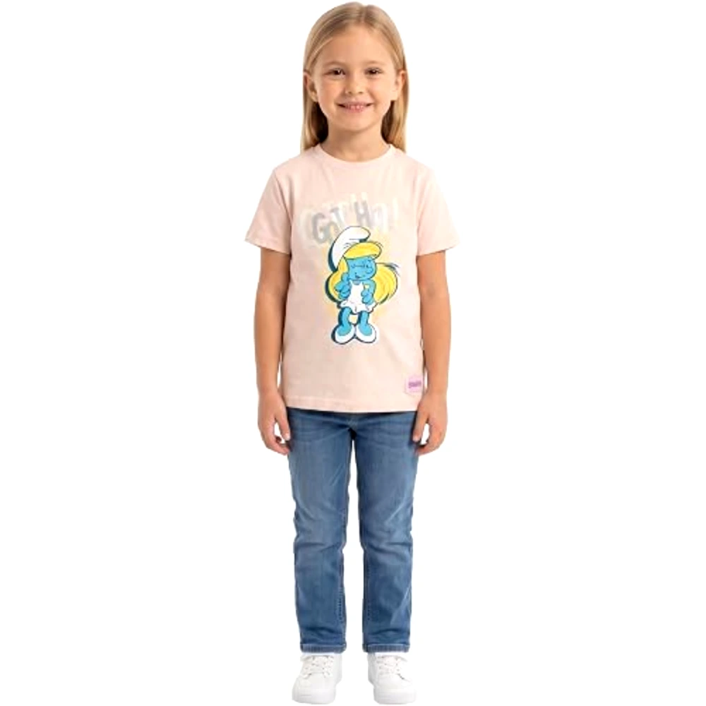 The Smurfs Smurfette Ooh La La Girls T-Shirt, 100 Percent Cotton, Crew Neck, Regular Fit, Casual Wear, 5-6 Years, Pink - TU25943-5-6 - Image 4