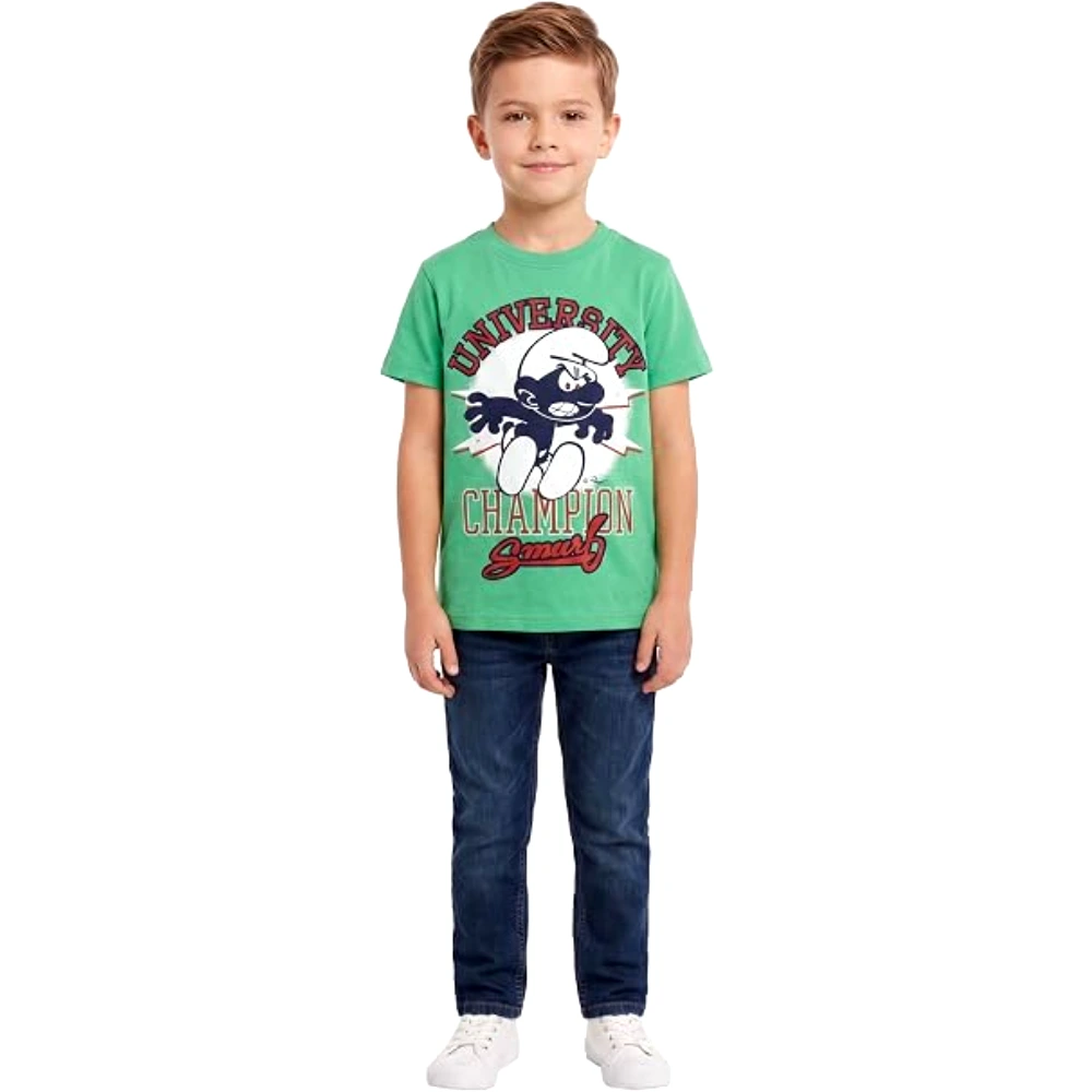 The Smurfs University Champion Boys T-Shirt, 100 Percent Cotton, Crew Neck, Regular Fit, Casual Wear, 7-8 Years, Green - TU25940-7-8 - Image 5