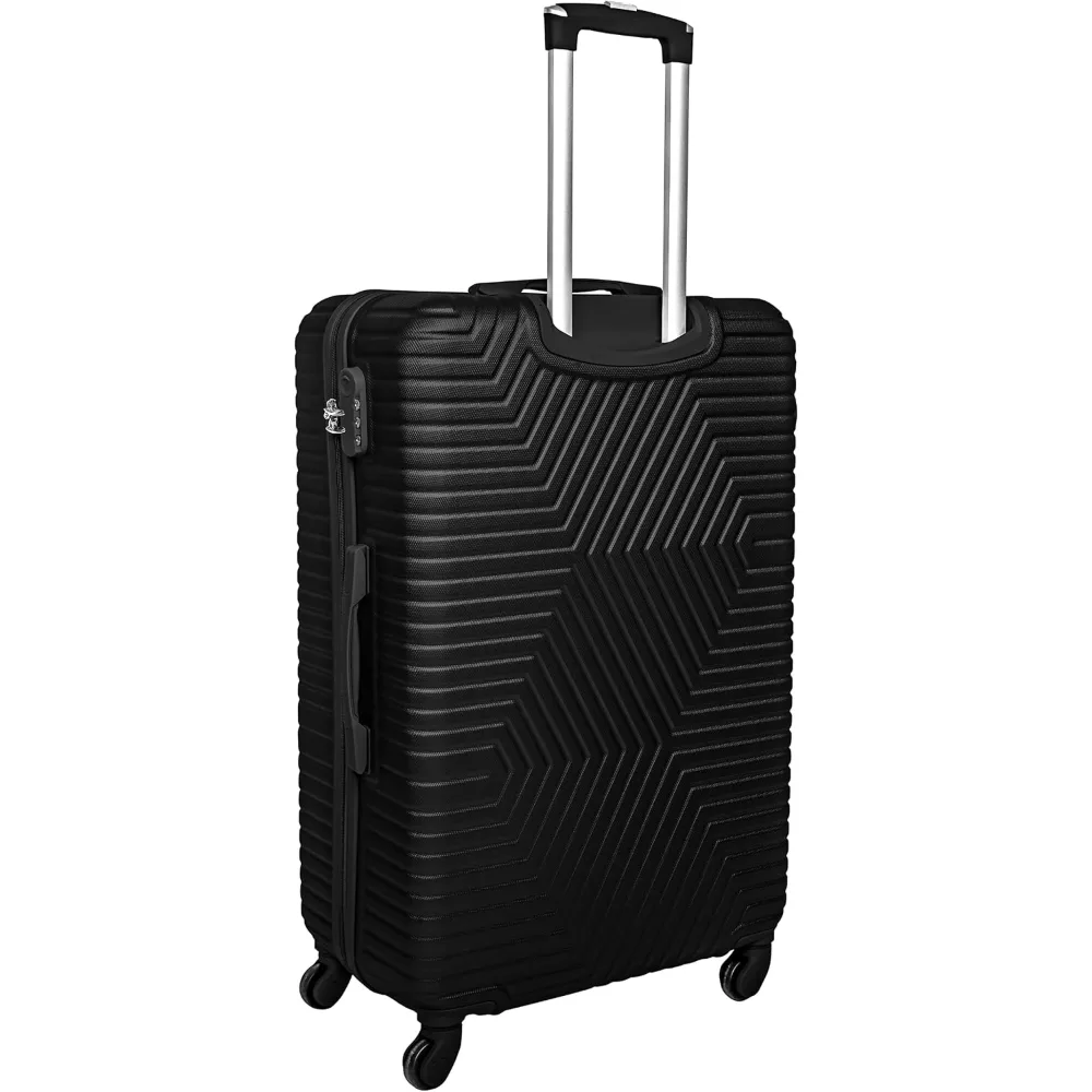 TrekKit Cabin Suitcase, 20-Inch ABS Hard-Shell Luggage with 4 Spinner Wheels, Combination Lock and Expandable Water-Resistant Duffle Bag, Black - D-JNX01-20-Black - Image 6