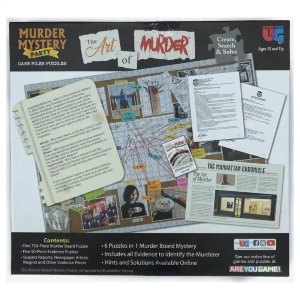 University Games Murder Mystery Party Case Files The Art of Murder Jigsaw Puzzle, 1000 Pieces Murder Board Mystery with Evidence Puzzles - 33271 - Image 3