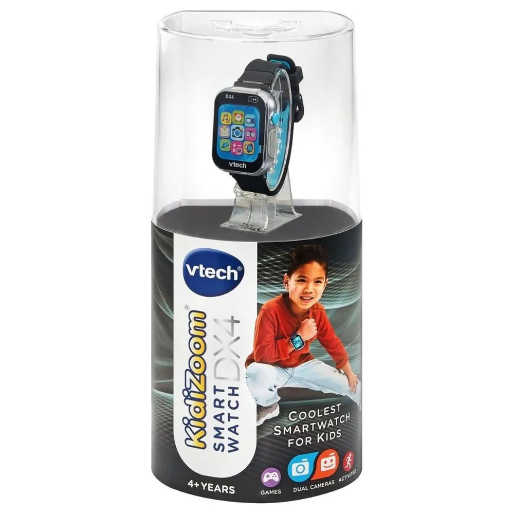 VTech KidiZoom Smartwatch DX4 Black Kids Smartwatch with Front and Selfie Cameras, Colour Touchscreen, Games and 50+ Clock Faces - VT80-575230