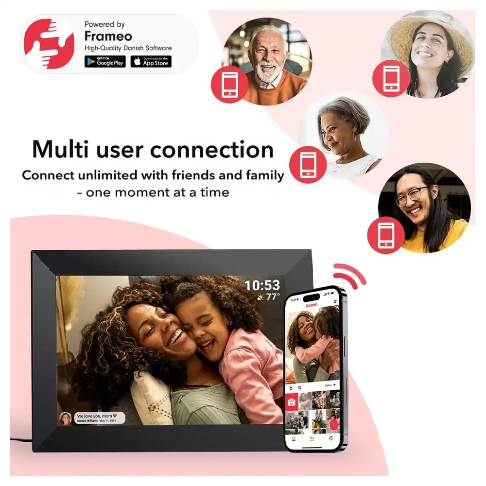 AKImart 10.1 Inch WiFi Digital Photo Frame, 1280x800 IPS Touch Screen, 32GB Built-in Memory, Auto-Rotate Portrait and Landscape, Share Photos and Videos by App, Black - Image 5