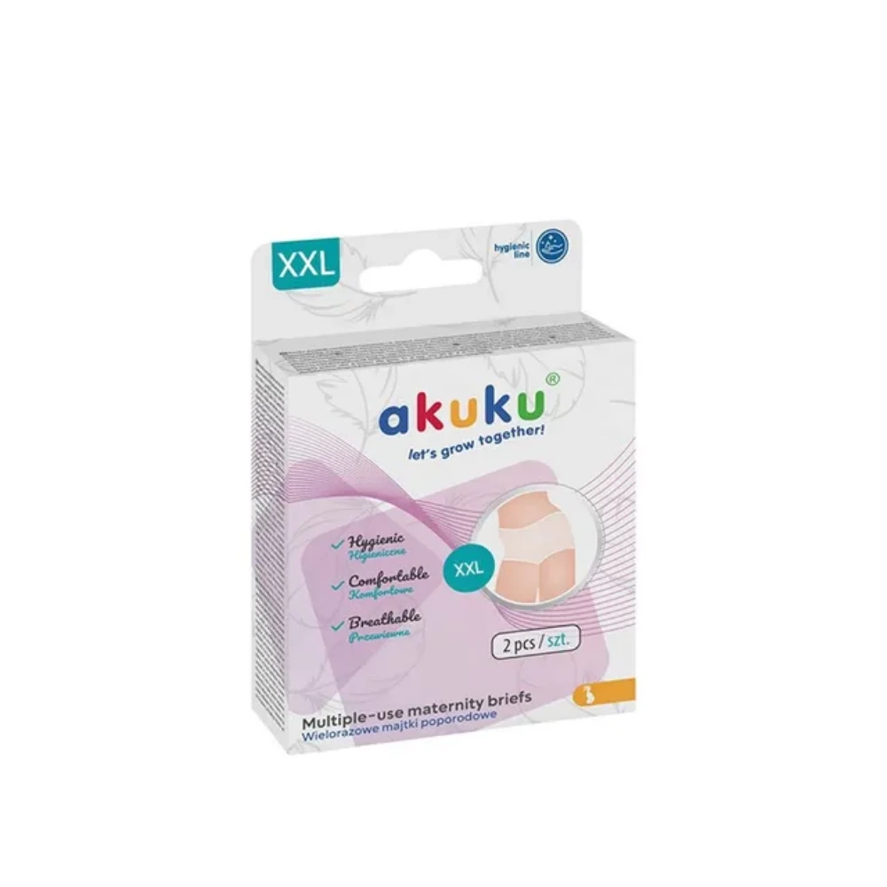 Akuku Reusable Mesh Maternity Briefs for Postpartum, Breathable and Washable Underwear for After Birth Recovery, High Waist, Size XXL, Pack of 2, Soft, Multicolour - A0236