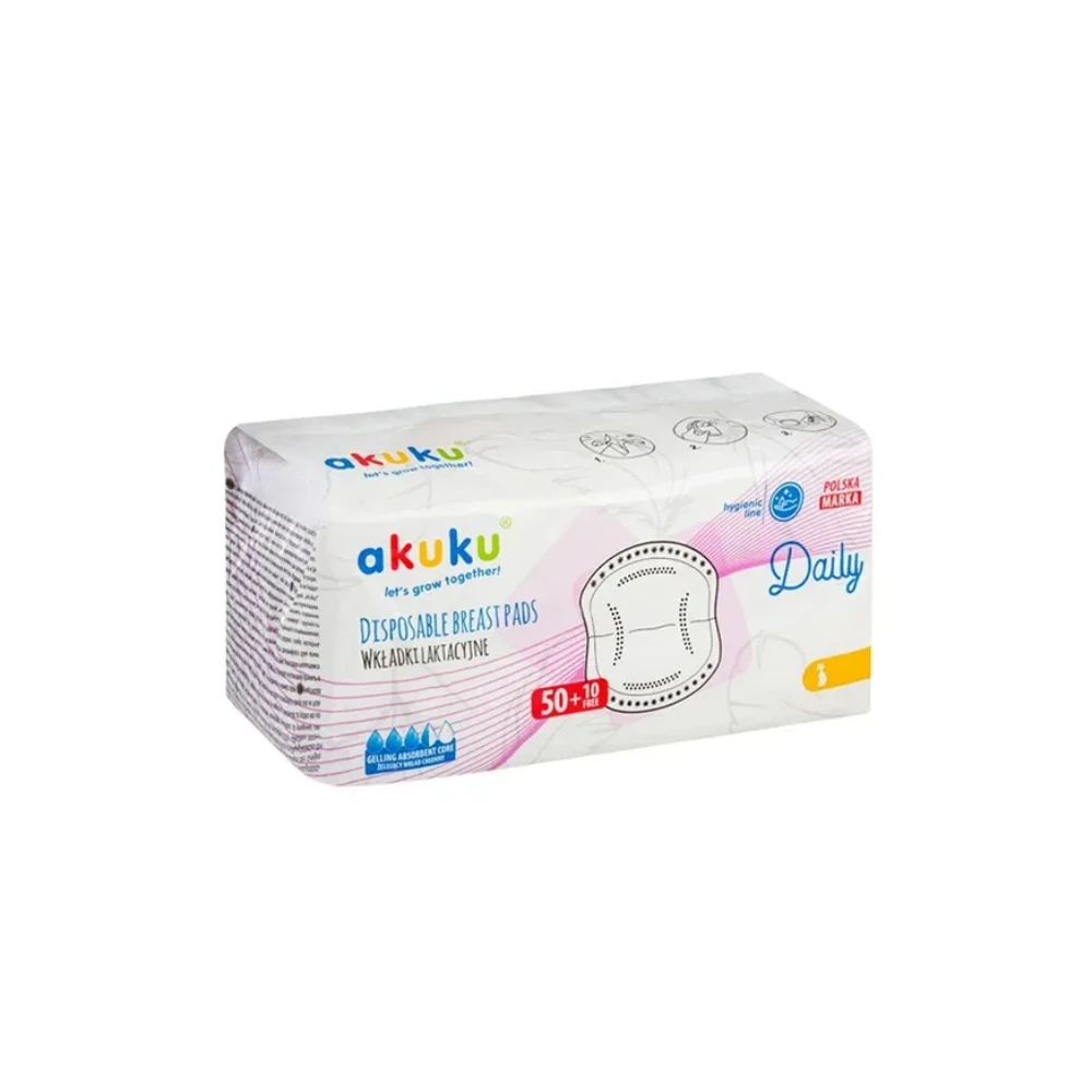 Akuku Ultra-Thin Disposable Breast Pads, 3 x Faster Dryness and Freshness, Anatomical Shape, Soft Breathable Layer, Double Adhesive Strip, Discreet Underwear, Multicolour - A0160