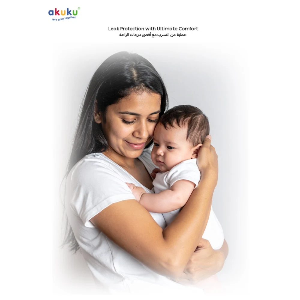 Akuku Ultra-Thin Disposable Breast Pads, 3 x Faster Dryness and Freshness, Anatomical Shape, Soft Breathable Layer, Double Adhesive Strip, Discreet Underwear, Multicolour - A0160 - Image 4