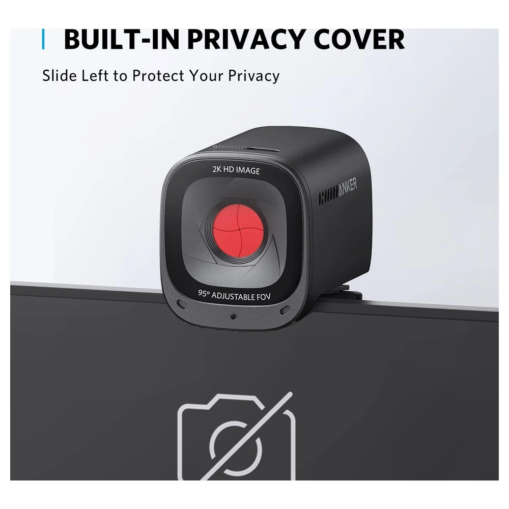 Anker PowerConf C200 2K Webcam for PC and Mac with Adjustable 65, 78 and 95 Degree Field of View, Built-In Privacy Cover, Autofocus and AI Noise-Cancelling Dual Mics - A3369 - Image 2