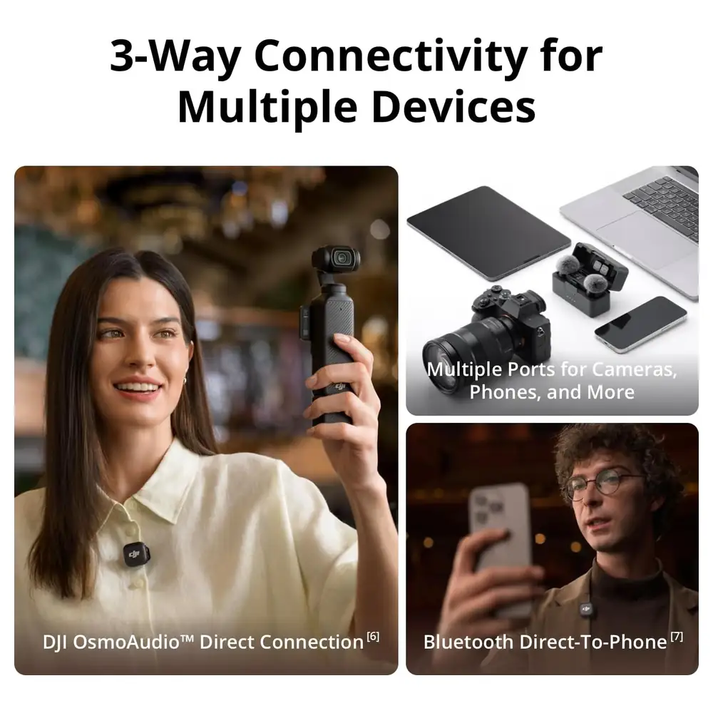 DJI Mic 3 Wireless Microphone with 2 Transmitters, 1 Receiver and Charging Case, Adaptive Gain Control, Dual-Band Anti-Interference, 32-bit Float Recording, 28h Use - Image 7