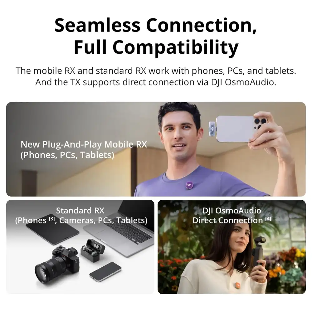 DJI Mic Mini 2 Wireless Microphone Kit with 2 Transmitters, 1 Receiver and Charging Case, 400m Range, 48h Battery, Noise Cancelling and 3 Voice Tone Presets - Image 5