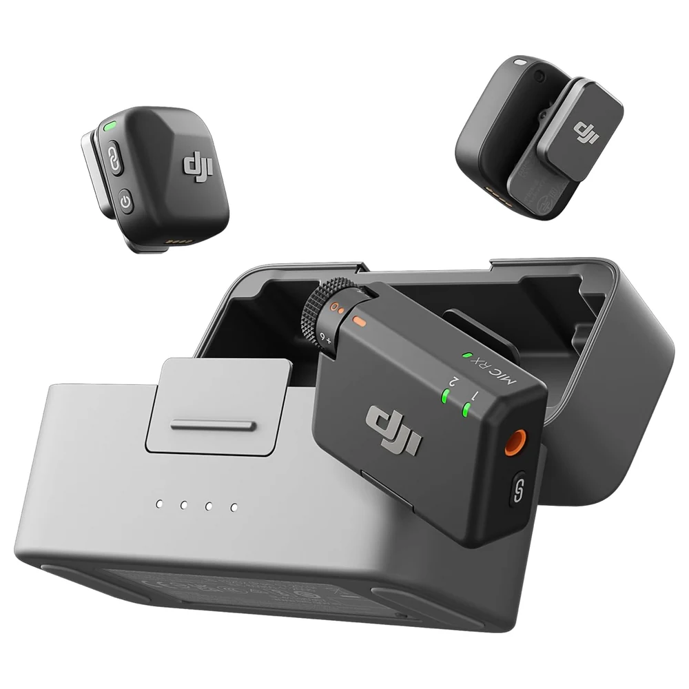 DJI Mic Mini Wireless Microphone Kit with 2 Transmitters, 1 Receiver and Charging Case, 400m Range, 48h Total Battery, Noise Cancelling for Camera and Phone