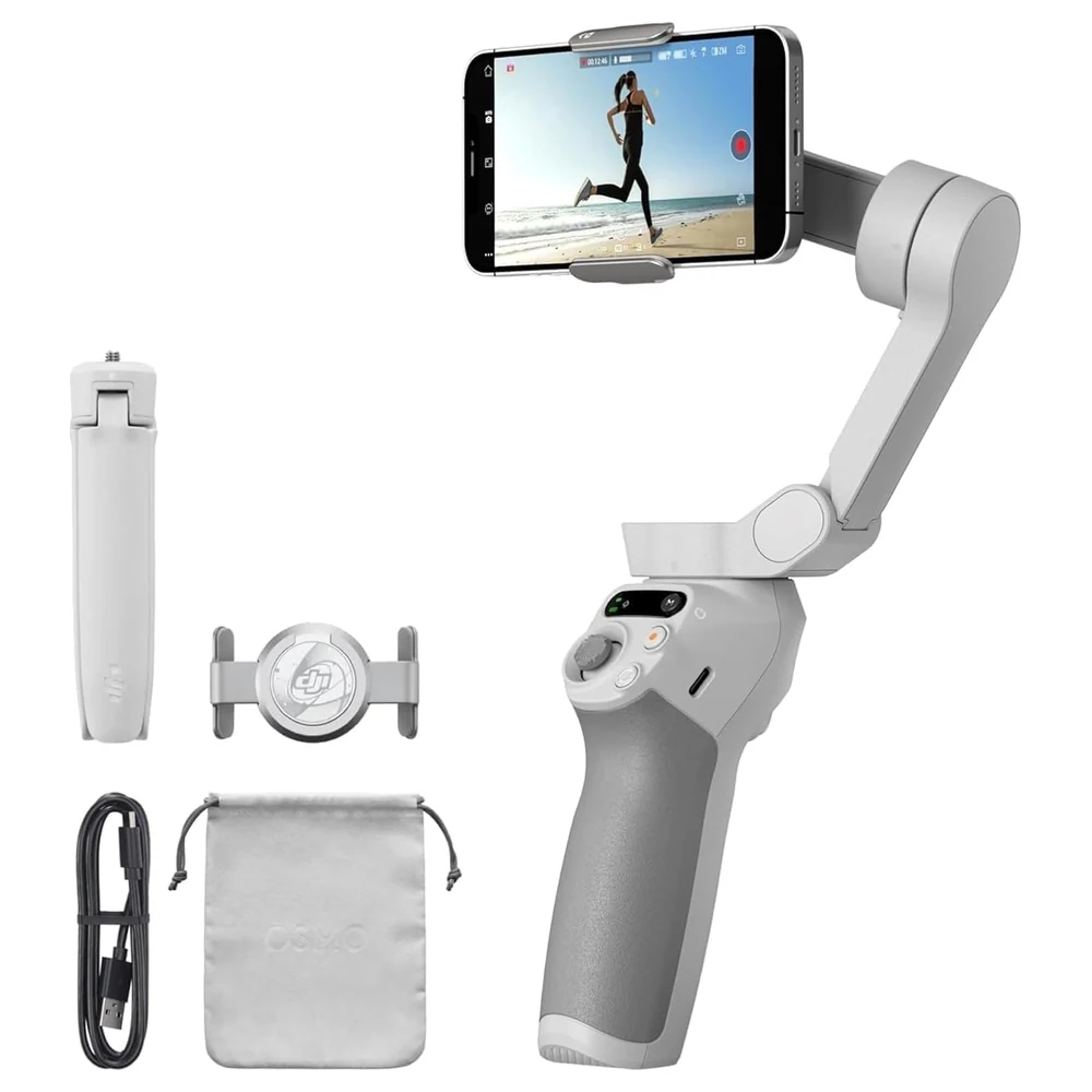DJI Osmo Mobile SE 3-Axis Smartphone Gimbal Stabilizer, Foldable Magnetic Quick-Release Design, ActiveTrack Subject Tracking, Grip Tripod Included, Grey