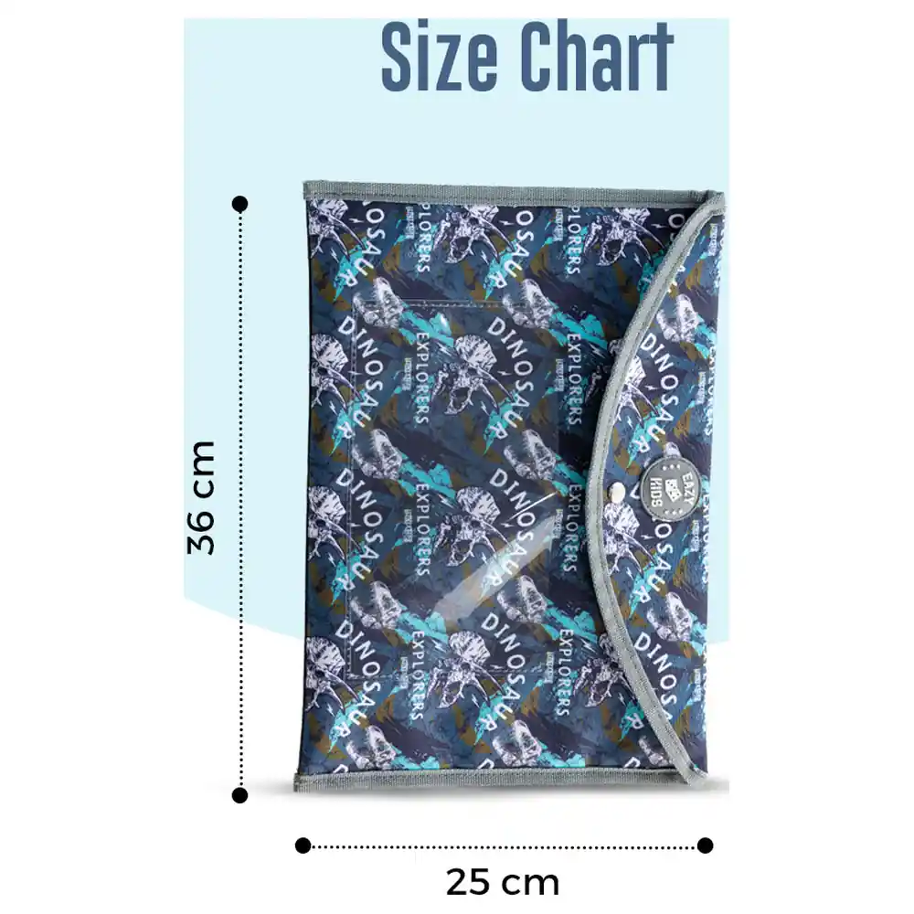 Eazy Kids Chasing Dreams Dinosaur File Folder with Snap Button Closure, A4 Size 36 x 25 cm Polyester Document Folder for School - EZ_FF_CDGY - Image 3