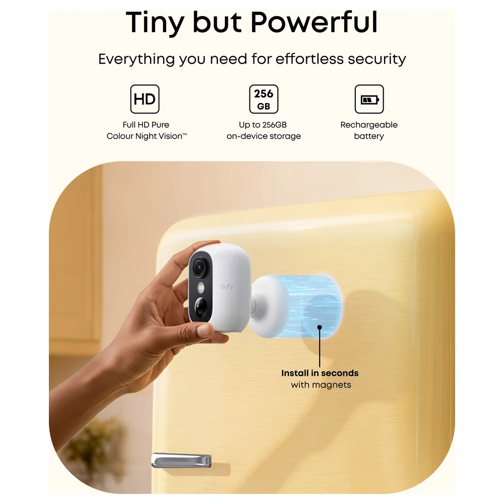 eufy Security eufyCam C35 Wireless Security Camera, Indoor and Outdoor, 1080p, PureColour Night Vision, Magnetic Mount, IP67, AI Detection, No Monthly Fee, White - T8110421 - Image 2
