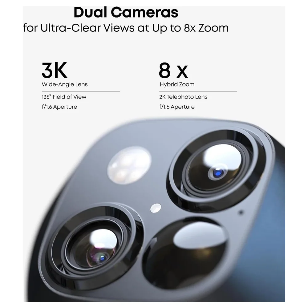eufy Security SoloCam S340 Solar Wireless Outdoor Security Camera with Dual 3K Wide-Angle and 2K Telephoto Lenses, 8x Hybrid Zoom, Pan and Tilt and No Monthly Fee - T8170 - Image 2