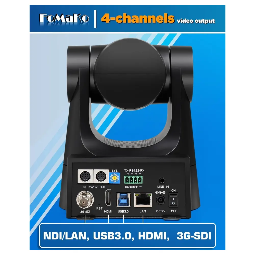 FoMaKo NDI PTZ Camera Bundle with 2 KN20A 20X Optical Zoom Cameras and KC608 Joystick Controller, HDMI 3G-SDI USB 3.0 PoE 1080p60 for Church Live Streaming - Image 4